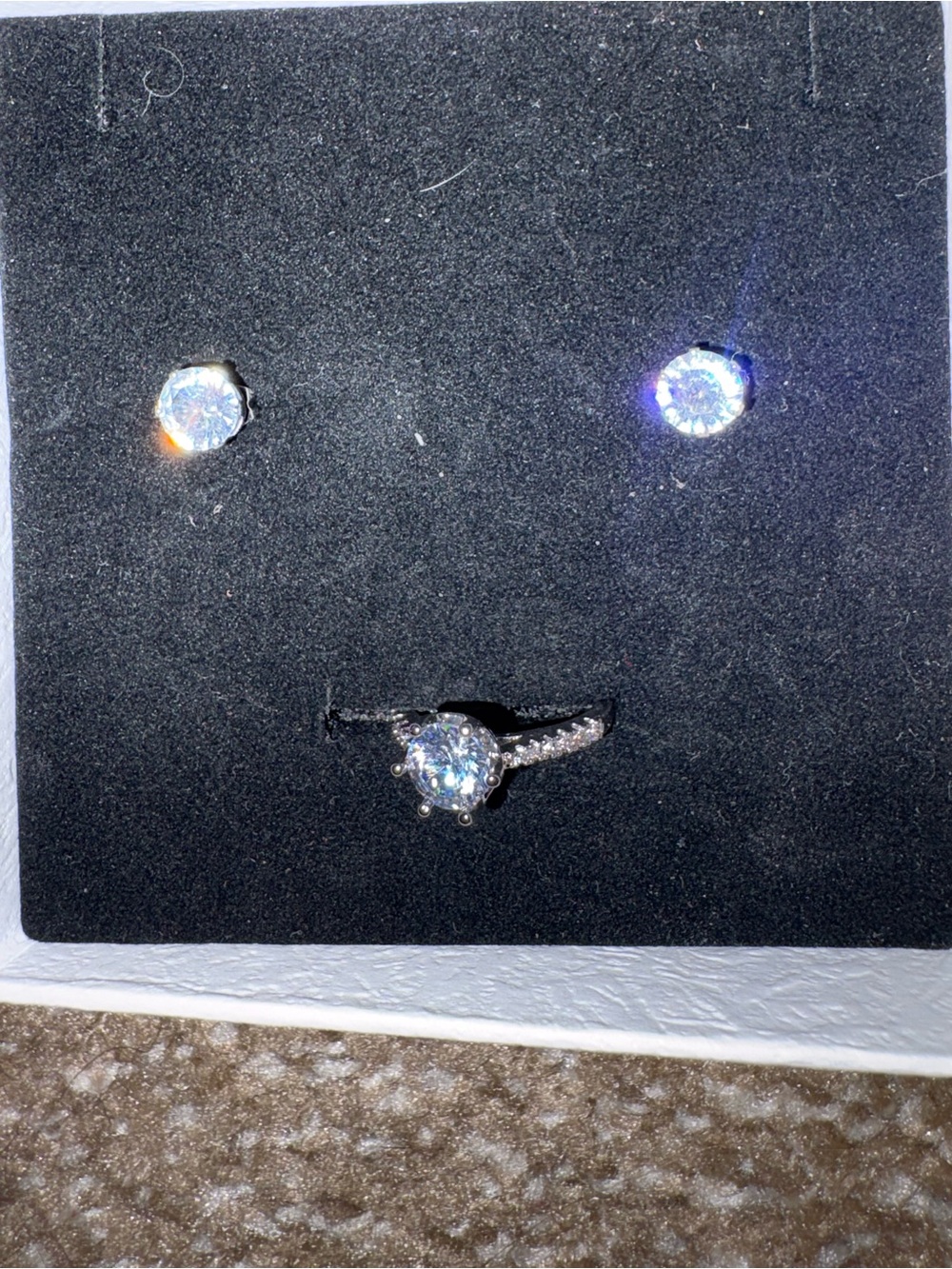 Moisennate  Ring Size 7 and Stud Earrings Set